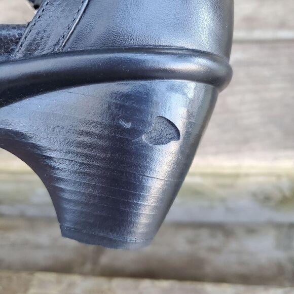 Dansko Roxy Black Leather Buckle Strap Heeled Mary Jane Comfort Clogs 38 - Picture 8 of 9